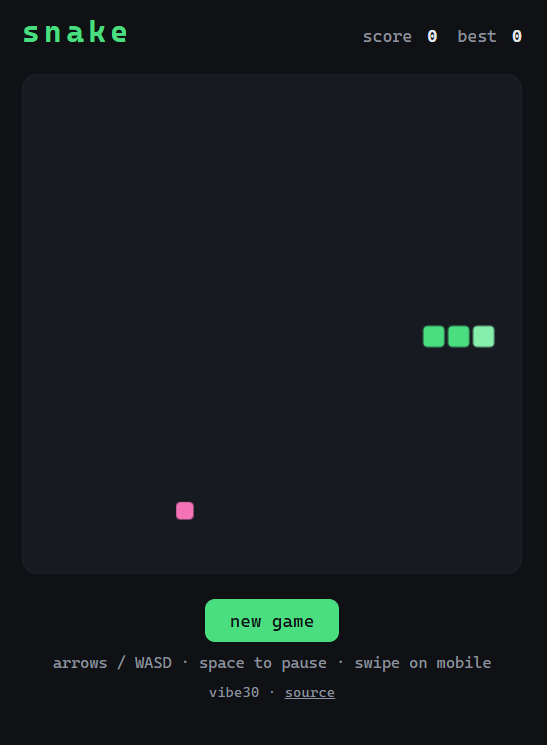 Snake game clone running in the browser